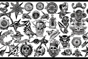 White Tiger, Pirate Ship, Compass tattoo idea