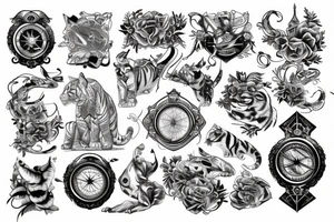 White Tiger, Ship, Compass tattoo idea