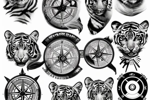 White Tiger, Ship, Compass tattoo idea