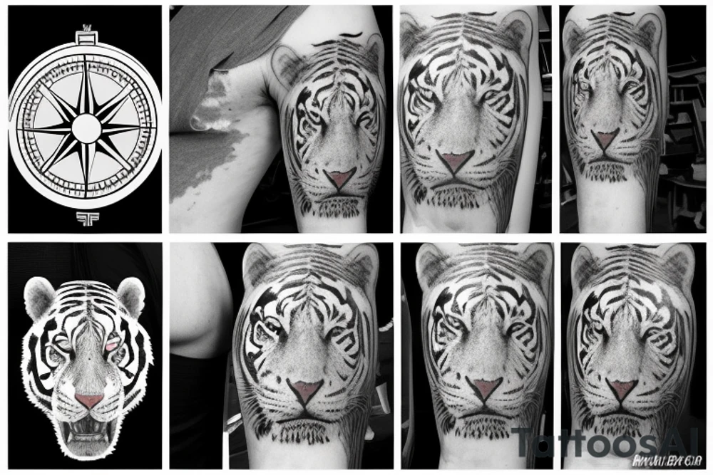 White Tiger, Ship, Compass tattoo idea