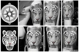 White Tiger, Ship, Compass tattoo idea