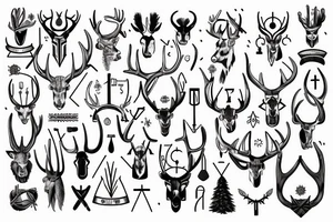 God of hunting wearing a crown made of antlers with a Nordic compass background tattoo idea