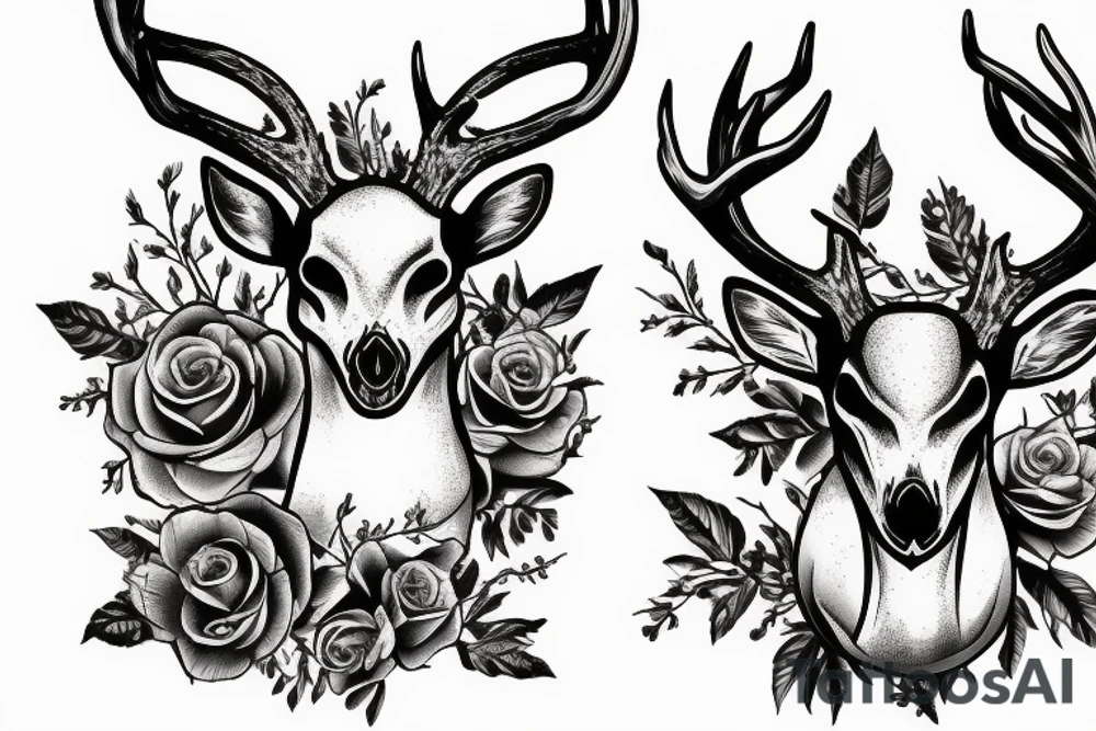 Whitetail deer skull tattoo idea