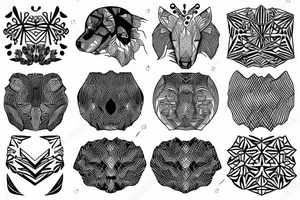 Black and white geometric tattoo of nature or animals on female ribs? tattoo idea