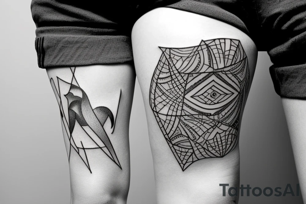 Black and white geometric tattoo of nature or animals on female ribs? tattoo idea