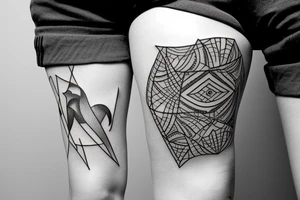 Black and white geometric tattoo of nature or animals on female ribs? tattoo idea