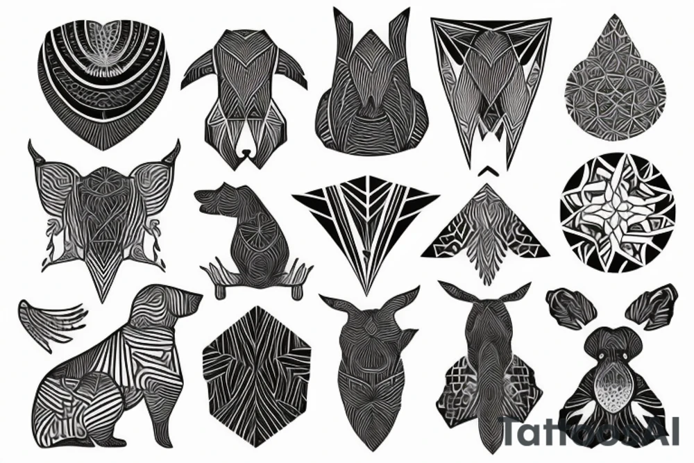 Black and white geometric tattoo of nature or animals on female ribs? tattoo idea