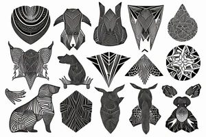 Black and white geometric tattoo of nature or animals on female ribs? tattoo idea