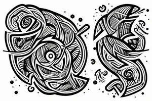 Black and white geometric tattoo of nature or animals on female ribs? tattoo idea