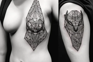 Black and white geometric tattoo of nature or animals on female ribs? tattoo idea