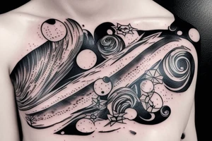 Milky way and sky on female ribs tattoo idea