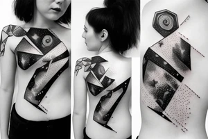 Milky way and sky on female ribs tattoo idea