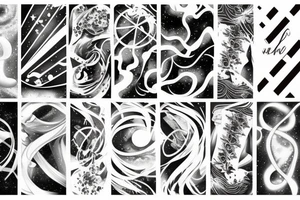 Milky way and sky on female ribs tattoo idea