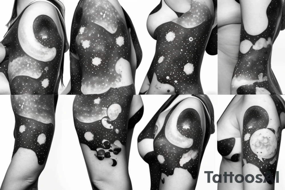 Milky way and sky on female ribs tattoo idea