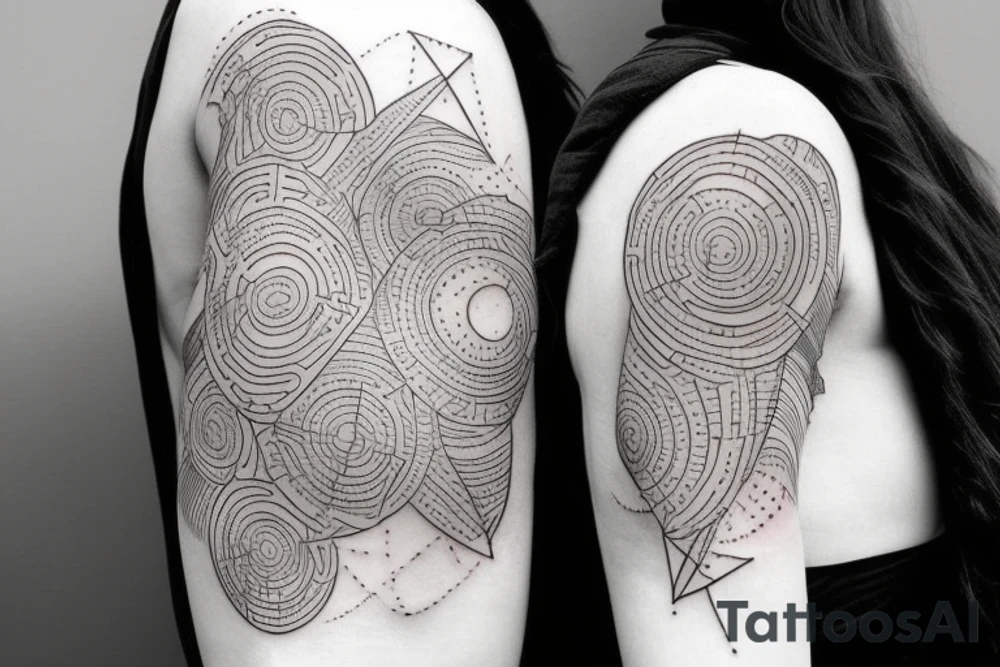 Milky way and sky on female ribs thin contour tattoo idea