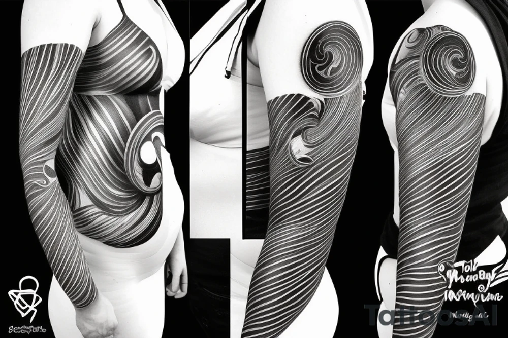 Milky way and sky going along female ribs done in thin contour tattoo idea