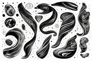 Milky way and sky going along female ribs done in  thin contour tattoo idea