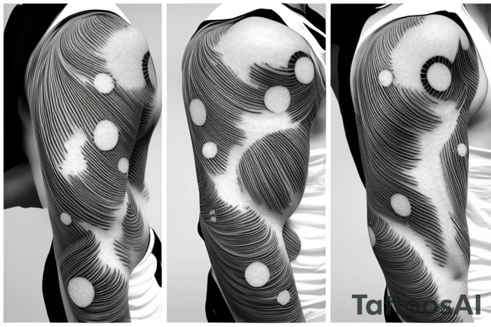 Geometric milky way and sky going along female ribs done in thin contour tattoo idea