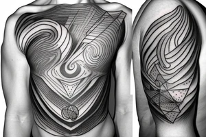 Geometric milky way and sky going along female ribs done in  thin contour tattoo idea