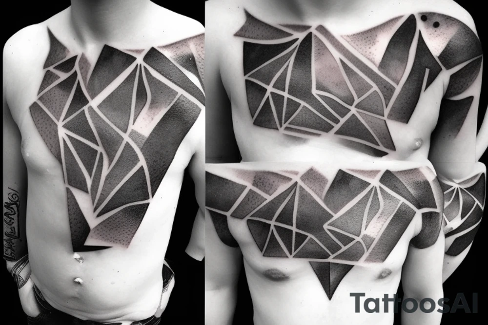 Geometric milky way and sky going along female ribs done in thin contour tattoo idea