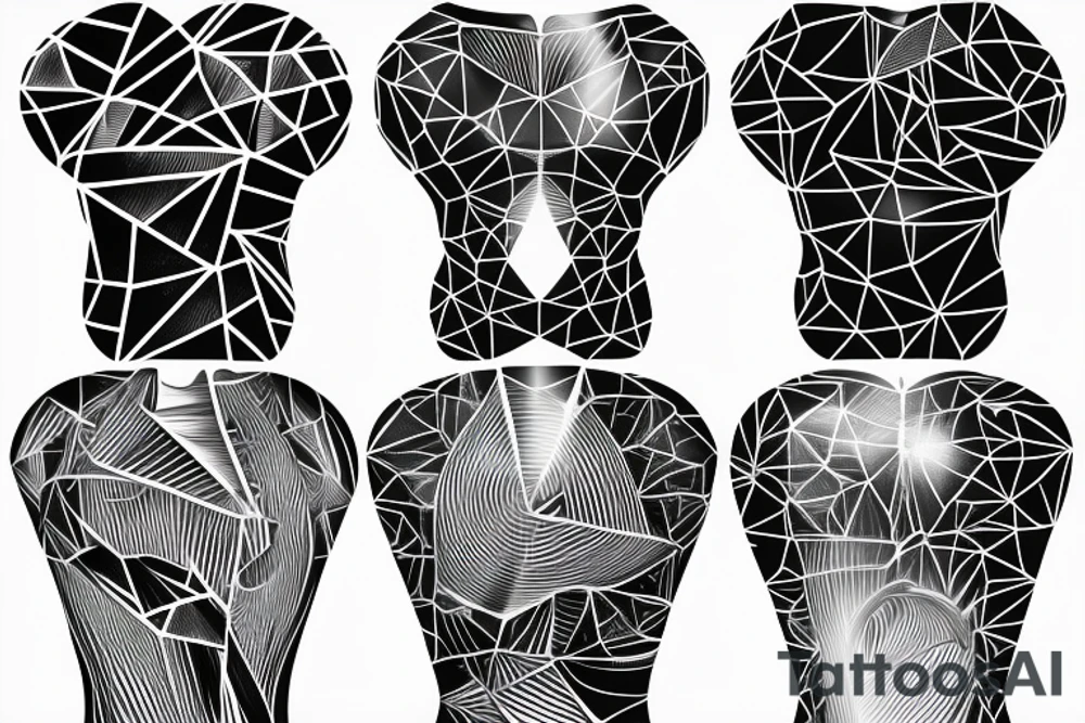 Geometric milky way and sky going along female ribs done in thin contour tattoo idea
