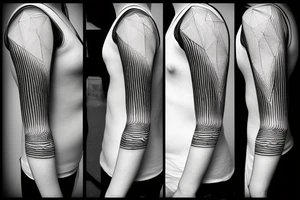 Geometric milky way and sky going along female ribs done in  thin contour tattoo idea