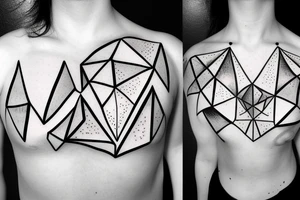 Geometric horizontal milky way and sky going along female ribs done in  thin contour tattoo idea