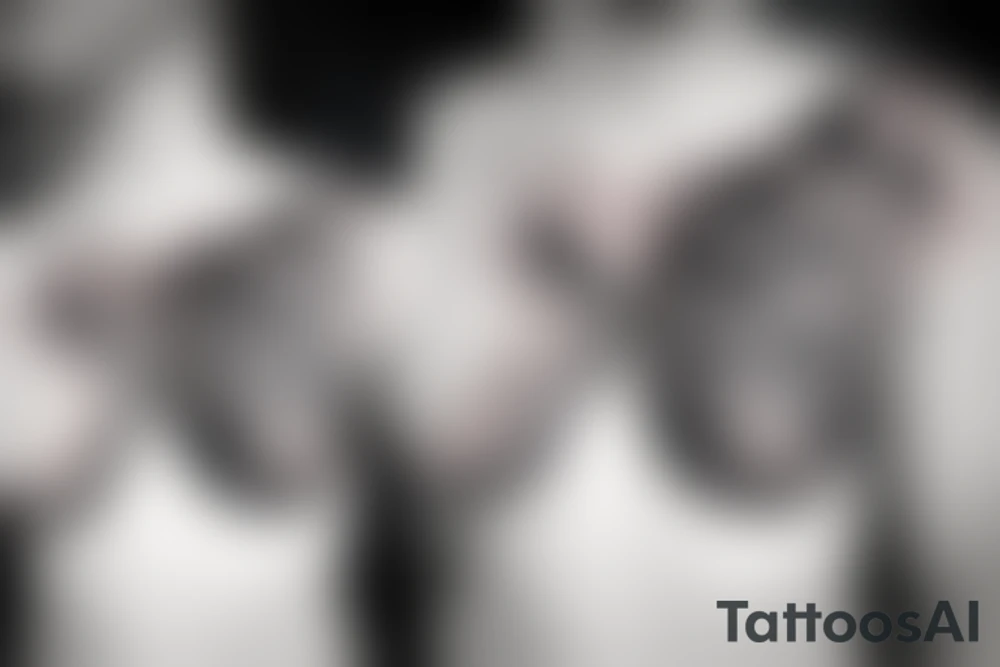 Geometric horizontal milky way and sky going along female ribs done in thin contour tattoo idea