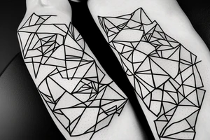 Geometric horizontal milky way and sky going along female ribs done in  thin contour tattoo idea