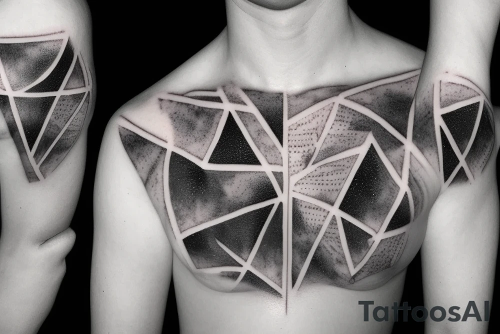 Geometric horizontal milky way and sky going along female ribs done in  thin contour tattoo idea