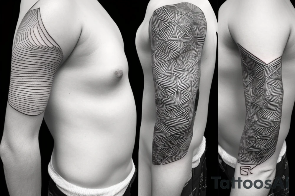 Geometric horizontal night sky going along female ribs done in  thin contour tattoo idea