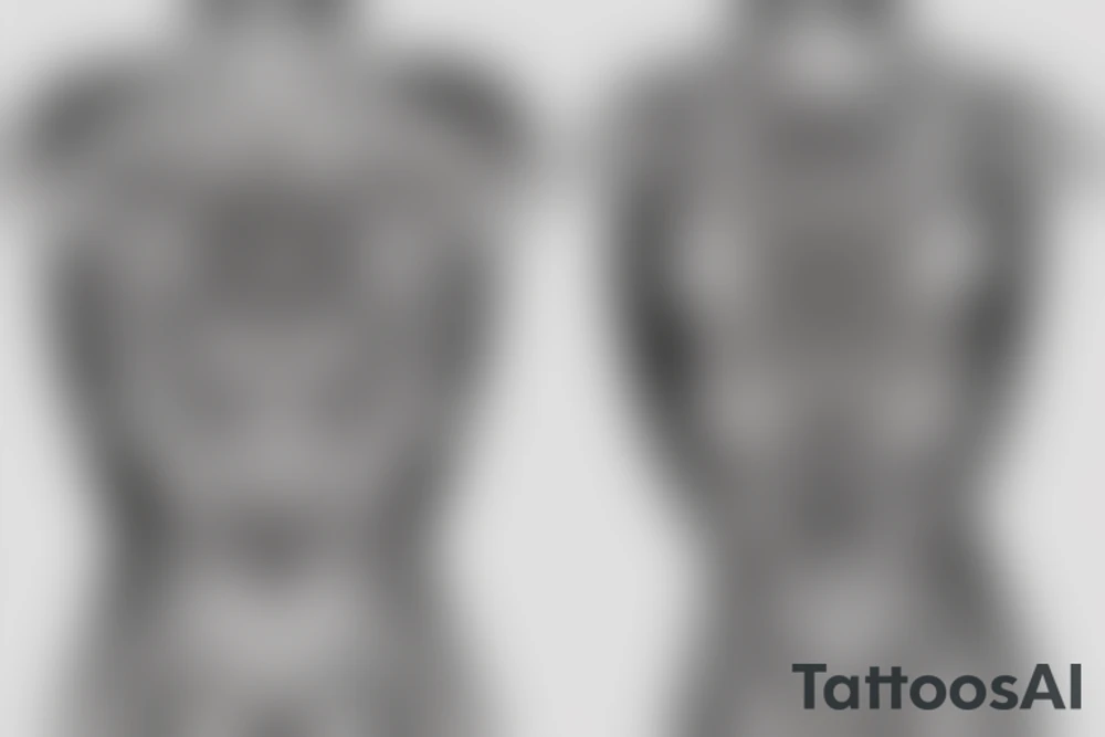 Geometrical tattoo in shape of female ribs in style of daniel meyer tattoo idea