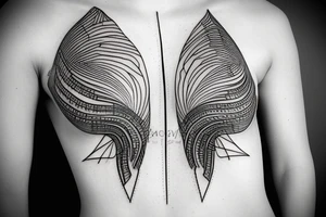 Geometrical tattoo in shape of female ribs in style of daniel meyer tattoo idea
