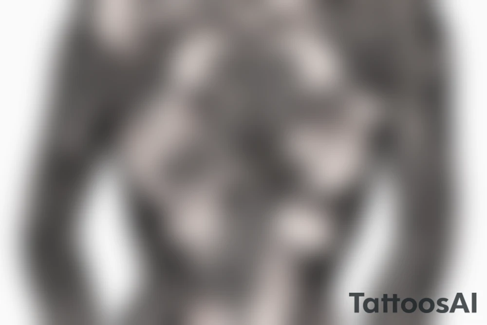 Geometrical tattoo in shape of female ribs in style of daniel meyer tattoo idea