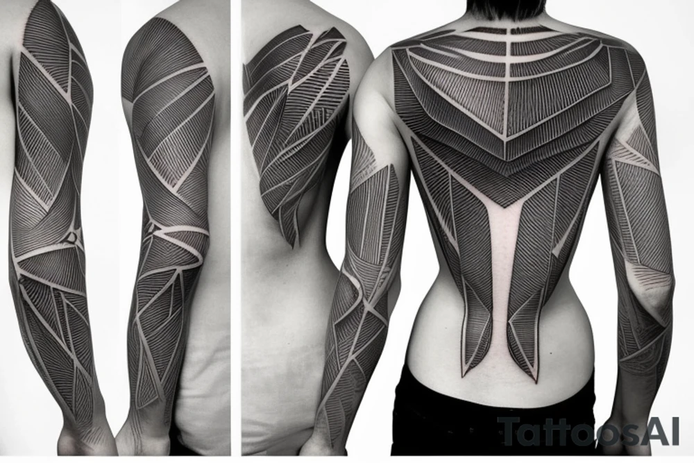 Geometrical tattoo reminding night sky in shape of female ribs in style of daniel meyer tattoo idea
