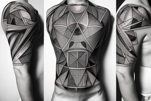 Geometrical tattoo reminding night sky in shape of female ribs in style of daniel meyer tattoo idea