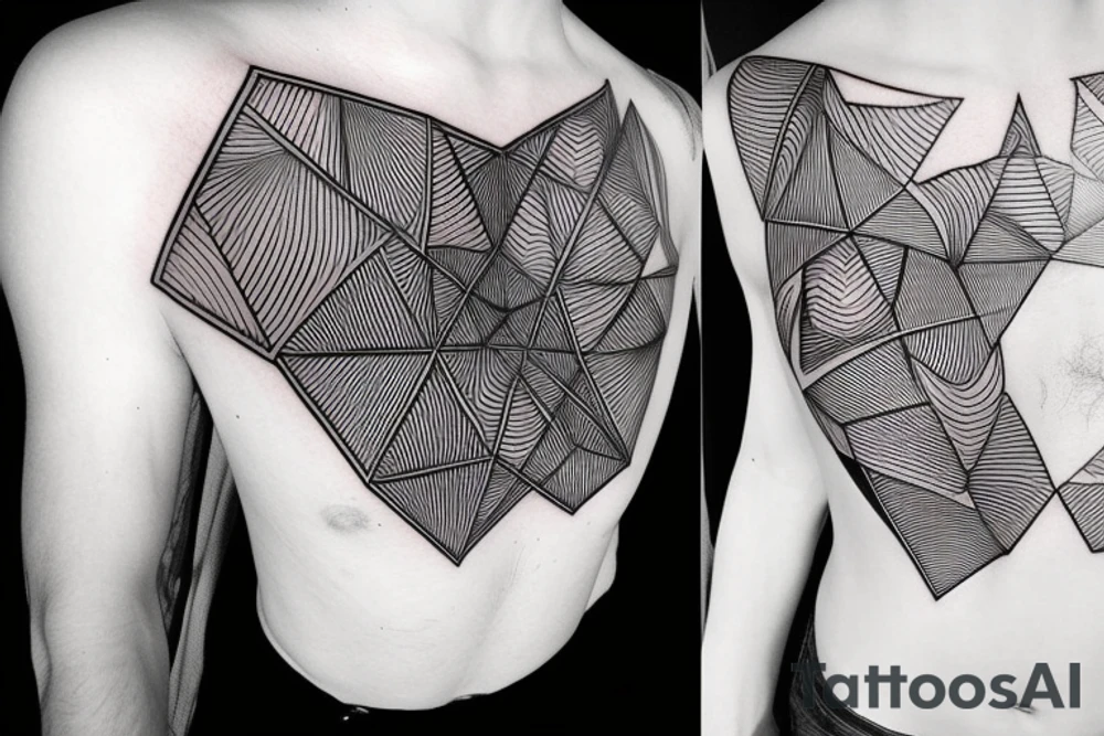 Geometrical tattoo reminding night sky in shape of female ribs in style of daniel meyer tattoo idea