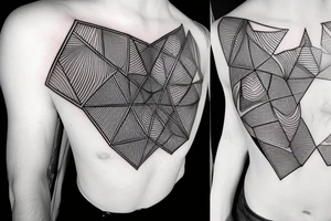 Geometrical tattoo reminding night sky in shape of female ribs in style of daniel meyer tattoo idea