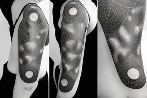 Geometric curve-shaped tattoo of milky way along female ribs in style of daniel meyer tattoo idea