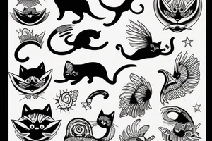 Cat flying in the sky tattoo idea