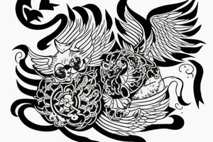 Cat flying in the sky tattoo idea