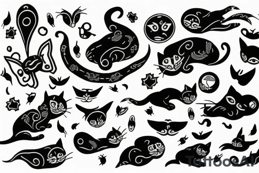 Cat flying in the sky tattoo idea