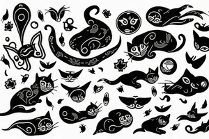 Cat flying in the sky tattoo idea