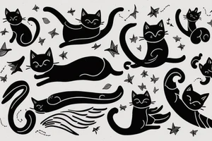 Cat flying in the sky tattoo idea