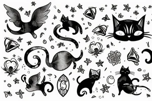 Cat flying in the sky tattoo idea