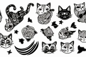 Cat flying in the sky tattoo idea