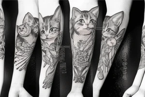 Cat flying in the sky tattoo idea