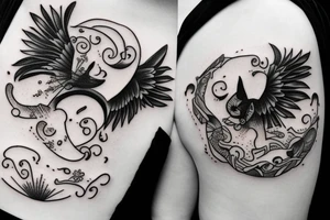 Cat flying in the sky tattoo idea