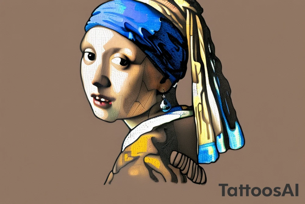 Johannes Vermeer Girl with a Pearl Earring, Microrealism , geometric tattoo idea