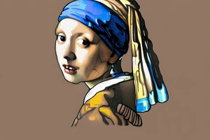 Johannes Vermeer Girl with a Pearl Earring, Microrealism , geometric tattoo idea